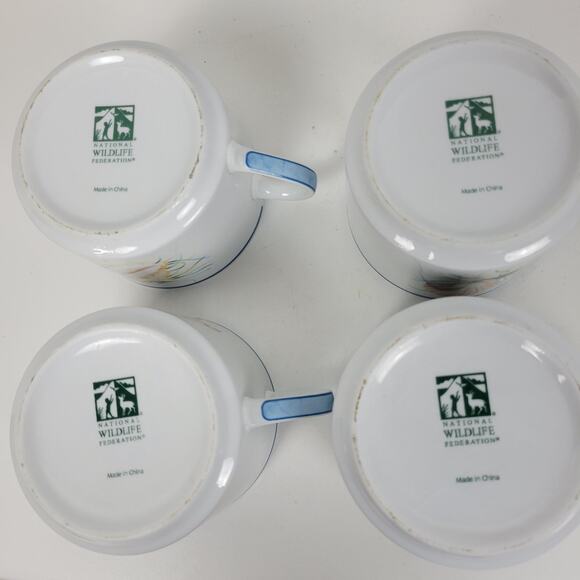 National Wildlife Federation Coffee Mugs White Beach Seashells Set of 4 Cups - Picture 13 of 16